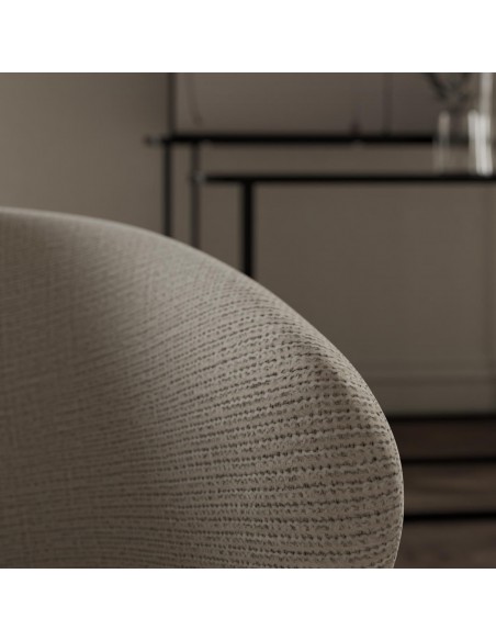 Poltrona design ANCONA, tecido bora e metal preto