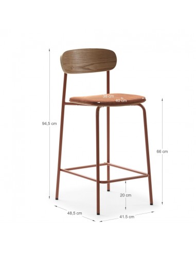 Banqueta moderna Maure 66 cm em folheado de...