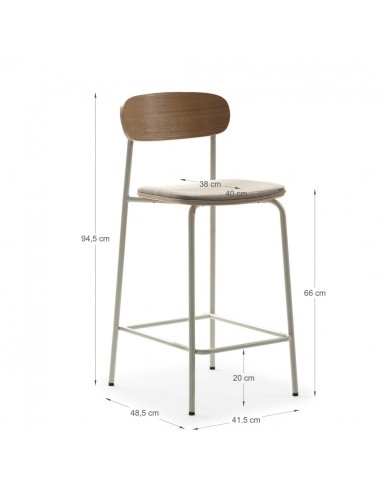 Banqueta moderna Maure 66, folheado de...