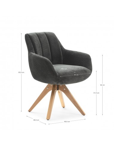 Silla giratoria con brazos LEIRE, tejido en...