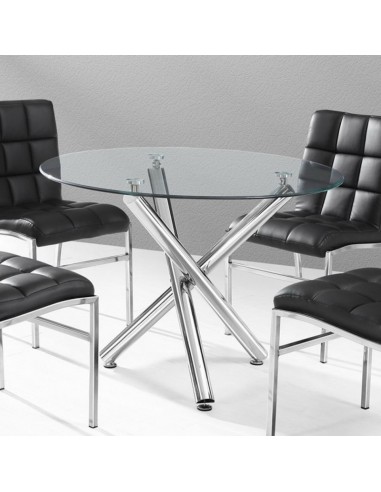 Mesa redonda DEA,sobre de cristal 90 cm...