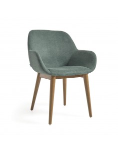Outlet Silla Konna verde y patas de madera maciza de...