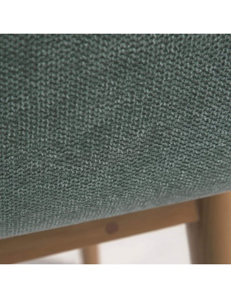 Outlet Silla Konna verde y patas de madera maciza de fresdo oscuro