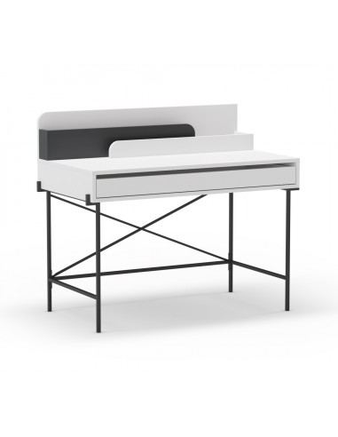 Secretária de design LILAC 113 x 60 em branco e metal cinza antracite