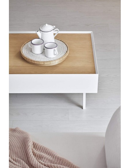 Teulat Mesa de centro Arista 110x60, roble, lacado blanco.