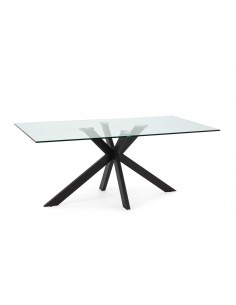 Mesa de vidro ARGO 180 x 100 base em aço acabamento preto