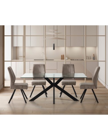 Mesa de vidro ARGO 180 x 100 base em aço...