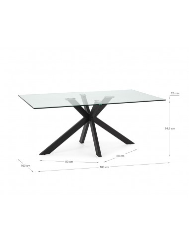 Mesa de vidro ARGO 180 x 100 base em aço...