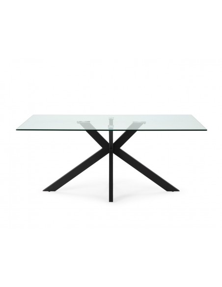 Mesa de vidro ARGO 180 x 100 base em aço acabamento preto