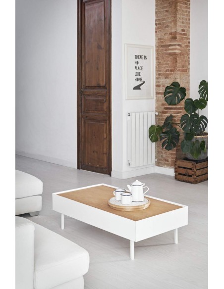 Teulat Mesa de centro Arista 110x60, roble, lacado blanco.