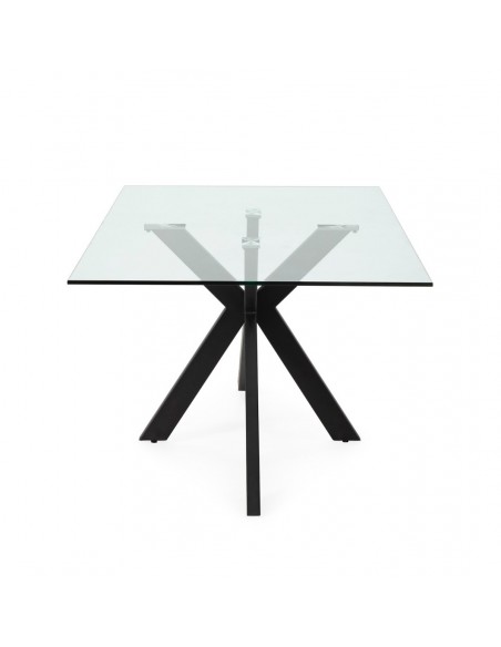 Mesa de vidro ARGO 180 x 100 base em aço acabamento preto