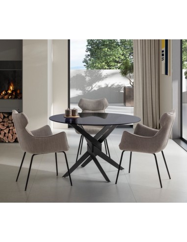 Mesa redonda de cristal JENNA 140, base de...