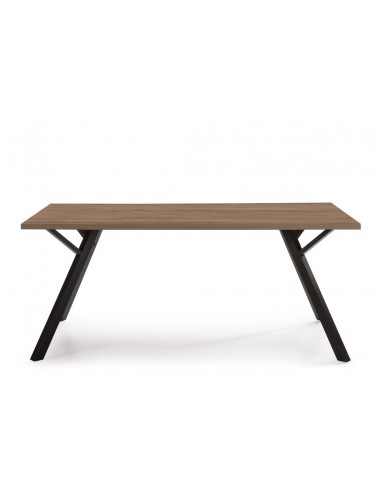 MESA COMEDOR PAOLA 160 X 90 NOGAL y base METAL...