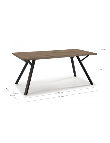 MESA COMEDOR PAOLA 160 X 90 NOGAL y base METAL...
