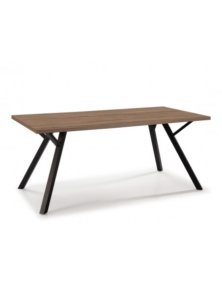 MESA DE JANTAR PAOLA 160 X 90 MELAMINA nogueira e metal preto