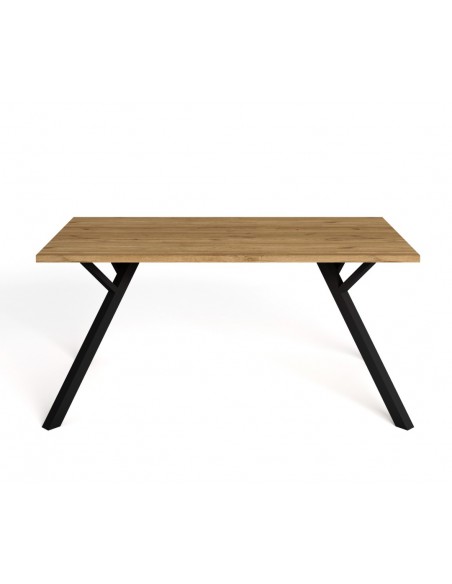 MESA DE JANTAR PAOLA 160X90 NATURAL e pés em BLACK METAL.