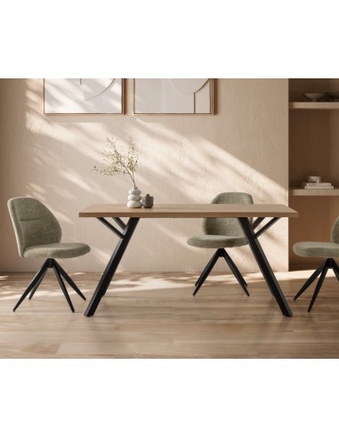 MESA DE JANTAR PAOLA 160X90 NATURAL e pés em...