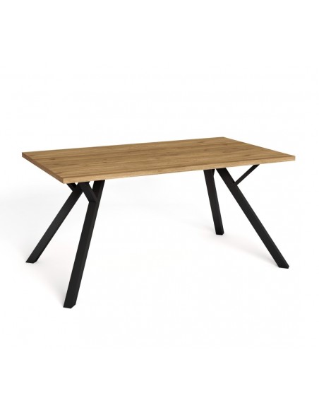 MESA COMEDOR PAOLA 160X90. NATURAL y patas METAL NEGRO.