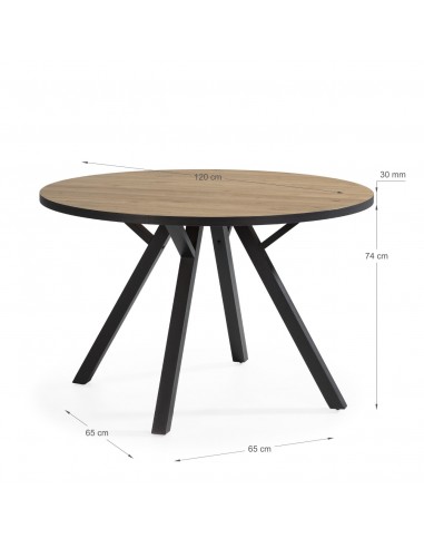 MESA REDONDA BENY 120, MDF cor natural, rebordo...