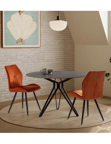 Mesa redonda porcelánico AINA 120 gris y base...