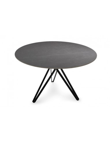 Mesa redonda em porcelânico cinzenta AINA 120 e...