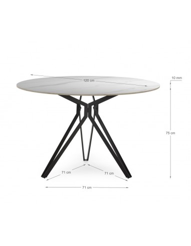 Mesa redonda em porcelânico branca AINA 120 e...