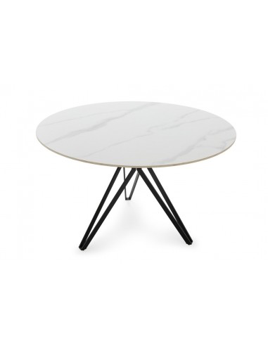 Mesa redonda porcelánico AINA 120 blanco y base...