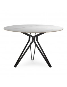 Mesa redonda em porcelânico branca AINA 120 e base em...