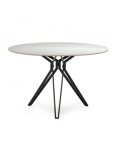 Mesa redonda em porcelânico branca AINA 120 e...