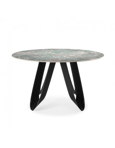 Mesa redonda porcelanico AILA 135, verde y base...