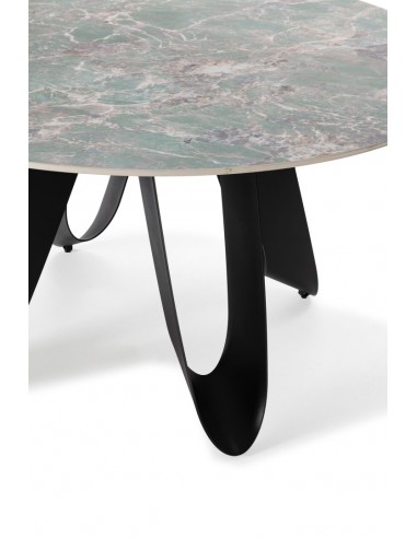 Mesa redonda porcelanico AILA 135, verde y base...