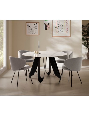 Mesa redonda porcelanico AILA 135, blanco,...