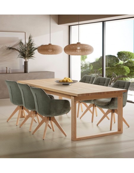 Mesa de diseño mediterráneo RINA 220 x 100 chapa roble