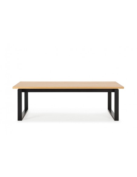 Mesa de diseño mediterráneo RINA 220 x 100 chapa roble y base negro