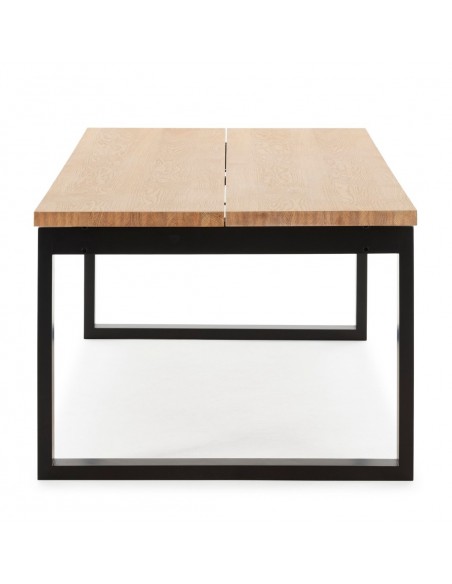 Mesa de diseño mediterráneo RINA 220 x 100 chapa roble y base negro