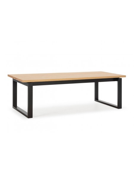 Mesa de diseño mediterráneo RINA 220 x 100 chapa roble y base negro