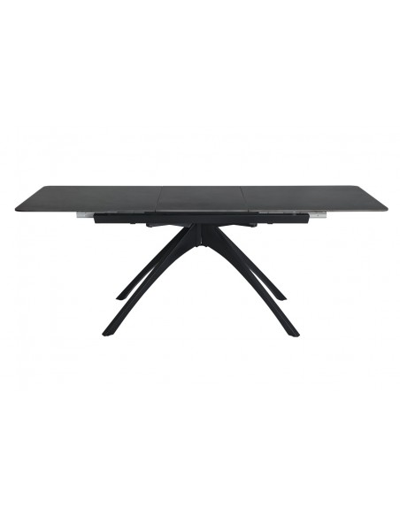 Mesa extensible porcelanico BECA 150(200) x 85, gris y base metal negro