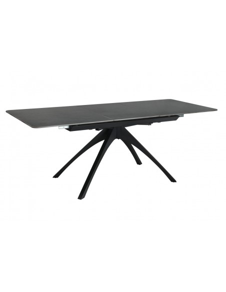 Mesa extensible porcelanico BECA 150(200) x 85, gris y base metal negro