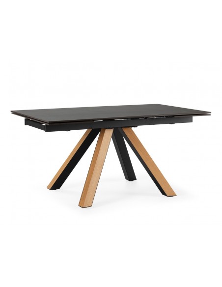 Mesa extensível em porcelana AZUR 160(240) x 90, pés em MDF folheado a carvalho e preto