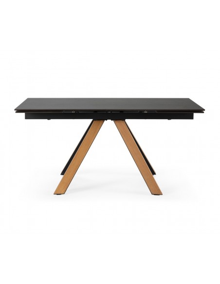 Mesa extensível em porcelana AZUR 160(240) x 90, pés em MDF folheado a carvalho e preto