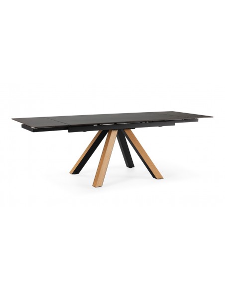 Mesa extensível em porcelana AZUR 160(240) x 90, pés em MDF folheado a carvalho e preto
