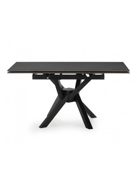 Mesa quadrada extensível ARLENE 90/150 cm, porcelânico cinza e metal