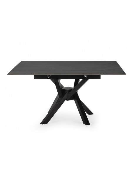 Mesa quadrada extensível ARLENE 90/150 cm, porcelânico cinza e metal