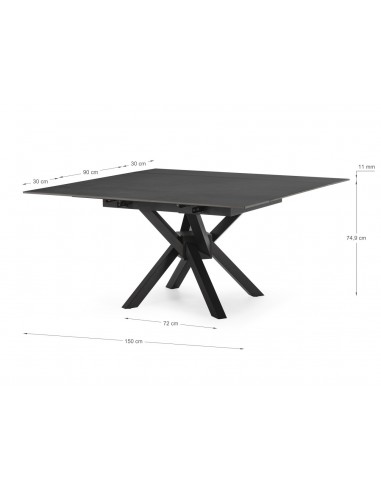 Mesa quadrada extensível ARLENE 90/150 cm,...