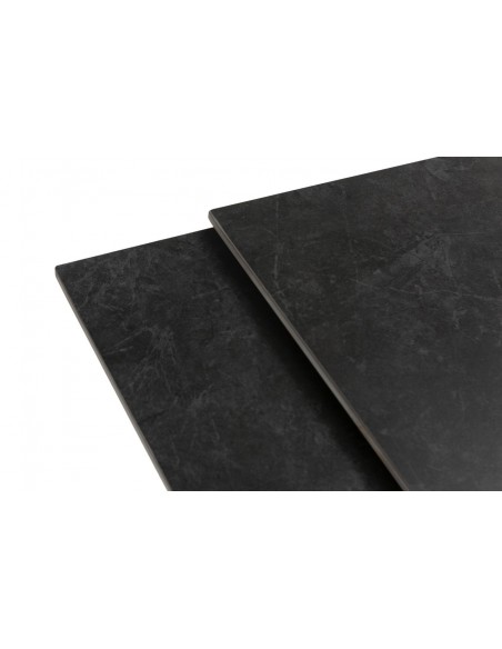 Mesa quadrada extensível ARLENE 90/150 cm, porcelânico cinza e metal