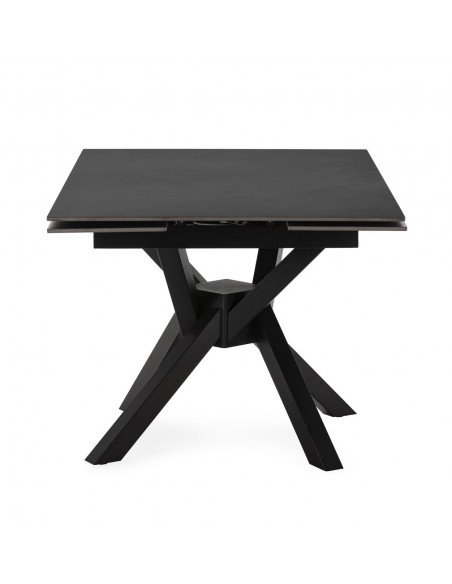 Mesa quadrada extensível ARLENE 90/150 cm, porcelânico cinza e metal