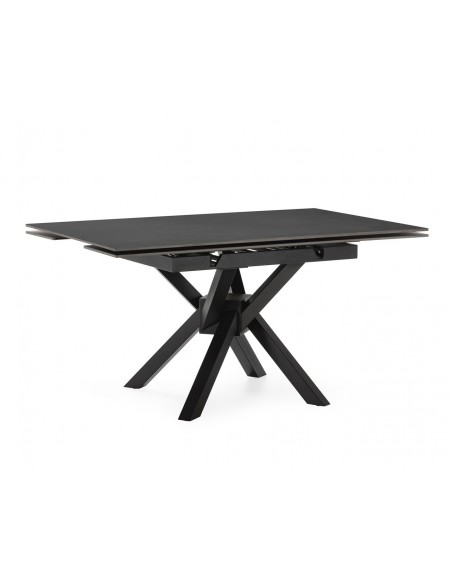 Mesa quadrada extensível ARLENE 90/150 cm, porcelânico cinza e metal