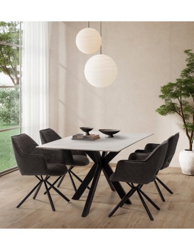 Mesa ARGOL 180 x 90, porcelánico blanco y base...