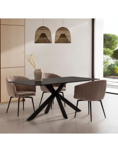 Mesa ARGOL 180 x 90, cerâmica preto e base em metal preto. 2