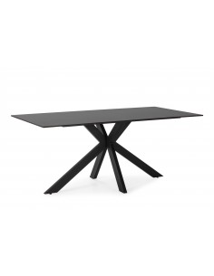 Mesa ARGOL 180 x 90, cerâmica preto e base em metal preto.